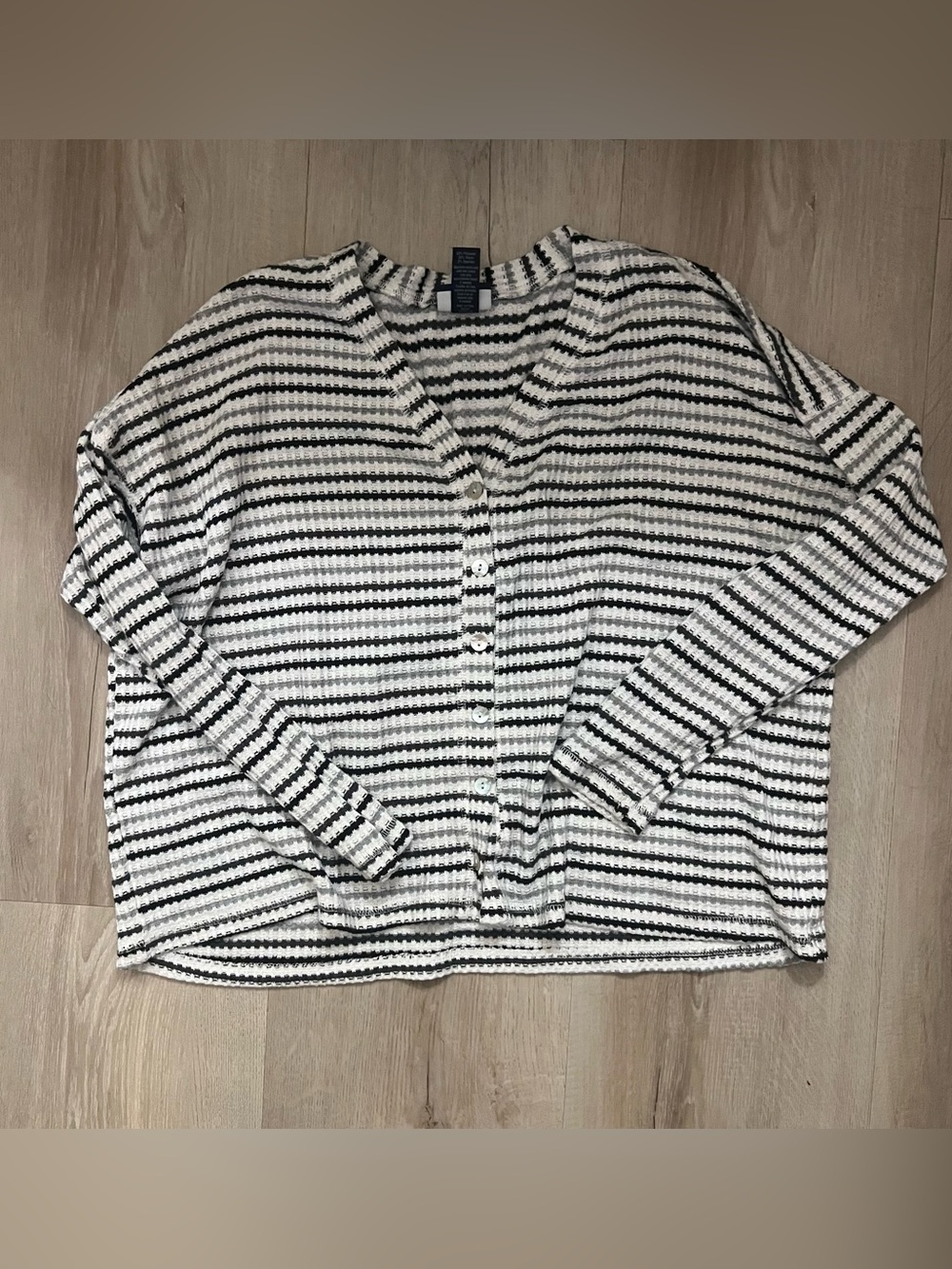 Daytrip Black and White Striped Button-Front Top